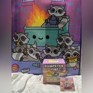 Dumpster Fire Plush and Enamel Pin Set - Pink/Teal